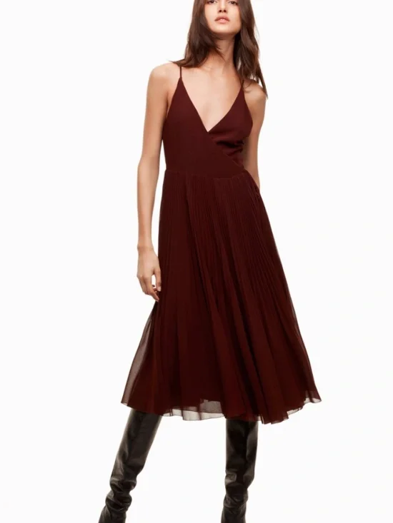 Aritzia wilfred beaune wrap midi dress burgundy XS - Picture 1 of 3